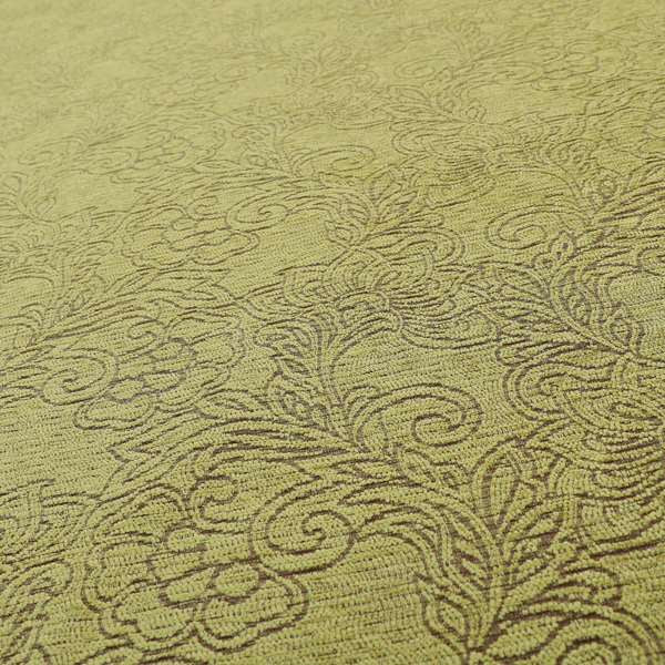 Voyage Of Floral Pattern In Green Colour Woven Soft Chenille Upholstery Fabric JO-451 - Made To Measure Curtains