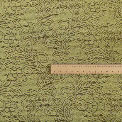 Voyage Of Floral Pattern In Green Colour Woven Soft Chenille Upholstery Fabric JO-451 - Roman Blinds