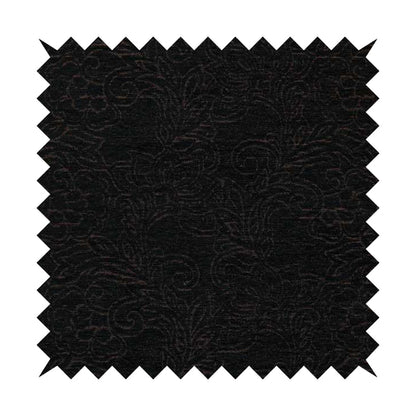 Voyage Of Floral Pattern In Black Colour Woven Soft Chenille Upholstery Fabric JO-452 - Roman Blinds