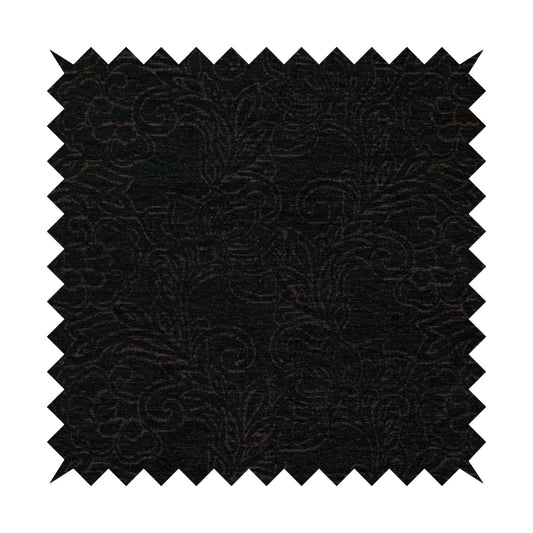 Voyage Of Floral Pattern In Black Colour Woven Soft Chenille Upholstery Fabric JO-452