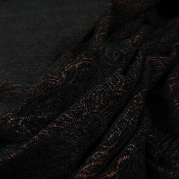 Voyage Of Floral Pattern In Black Colour Woven Soft Chenille Upholstery Fabric JO-452 - Made To Measure Curtains