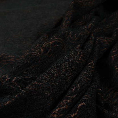 Voyage Of Floral Pattern In Black Colour Woven Soft Chenille Upholstery Fabric JO-452 - Handmade Cushions