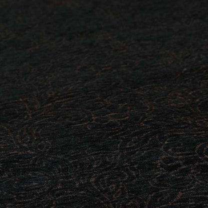 Voyage Of Floral Pattern In Black Colour Woven Soft Chenille Upholstery Fabric JO-452 - Made To Measure Curtains