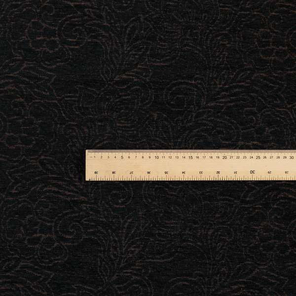 Voyage Of Floral Pattern In Black Colour Woven Soft Chenille Upholstery Fabric JO-452 - Roman Blinds