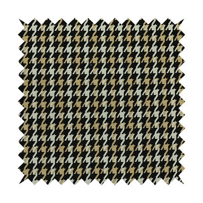 Boxer Houndstooth Pattern In Black Beige Colour Woven Soft Chenille Upholstery Fabric JO-454 - Made To Measure Curtains