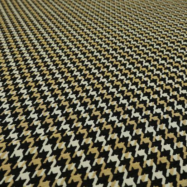 Boxer Houndstooth Pattern In Black Beige Colour Woven Soft Chenille Upholstery Fabric JO-454 - Roman Blinds