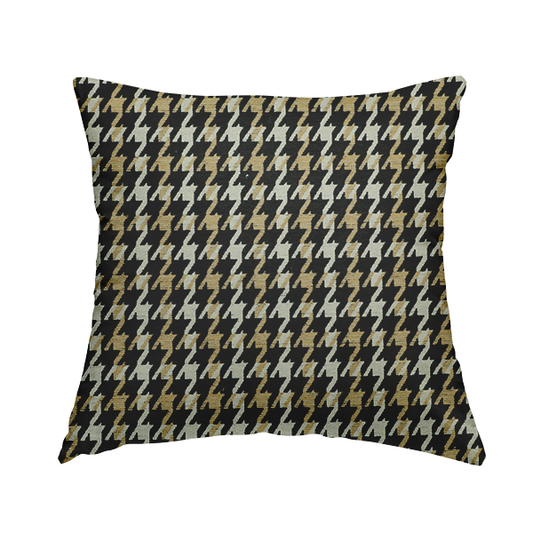 Boxer Houndstooth Pattern In Black Beige Colour Woven Soft Chenille Upholstery Fabric JO-454 - Handmade Cushions