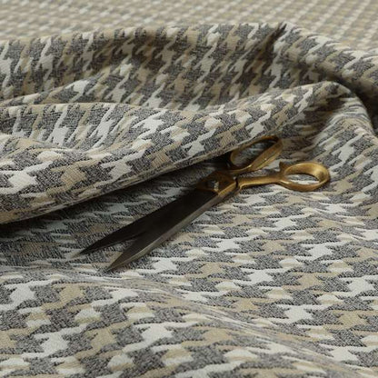 Boxer Houndstooth Pattern In Grey Colour Woven Soft Chenille Upholstery Fabric JO-456 - Made To Measure Curtains