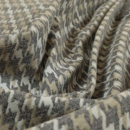 Boxer Houndstooth Pattern In Grey Colour Woven Soft Chenille Upholstery Fabric JO-456