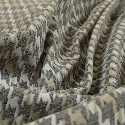 Boxer Houndstooth Pattern In Grey Colour Woven Soft Chenille Upholstery Fabric JO-456 - Made To Measure Curtains