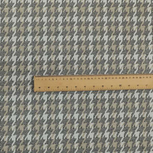 Boxer Houndstooth Pattern In Grey Colour Woven Soft Chenille Upholstery Fabric JO-456 - Roman Blinds
