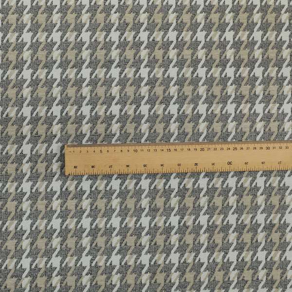 Boxer Houndstooth Pattern In Grey Colour Woven Soft Chenille Upholstery Fabric JO-456 - Made To Measure Curtains