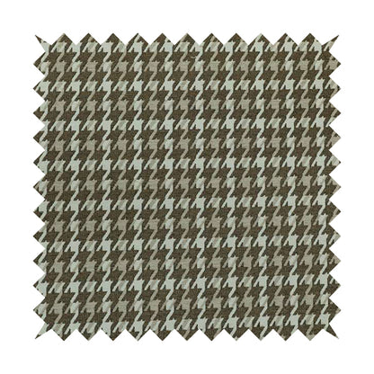 Boxer Houndstooth Pattern In Brown Colour Woven Soft Chenille Upholstery Fabric JO-457