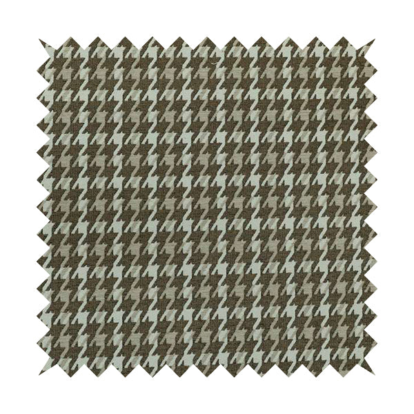 Boxer Houndstooth Pattern In Brown Colour Woven Soft Chenille Upholstery Fabric JO-457 - Made To Measure Curtains