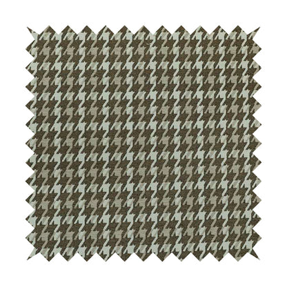 Boxer Houndstooth Pattern In Brown Colour Woven Soft Chenille Upholstery Fabric JO-457 - Made To Measure Curtains