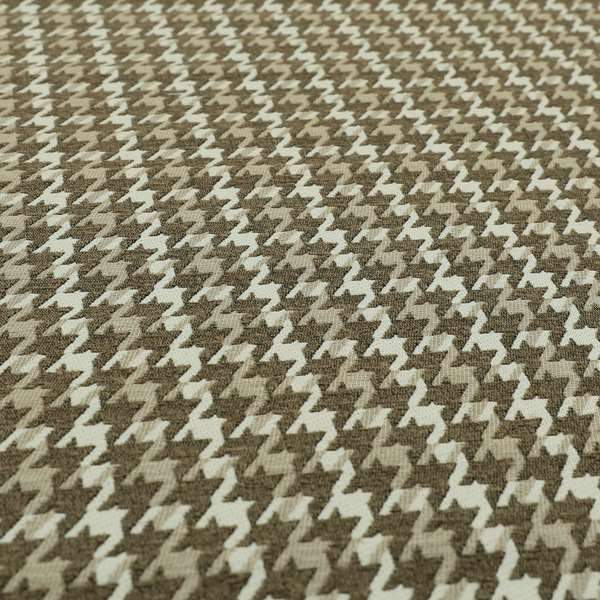 Boxer Houndstooth Pattern In Brown Colour Woven Soft Chenille Upholstery Fabric JO-457 - Made To Measure Curtains