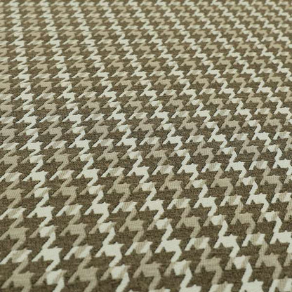 Boxer Houndstooth Pattern In Brown Colour Woven Soft Chenille Upholstery Fabric JO-457