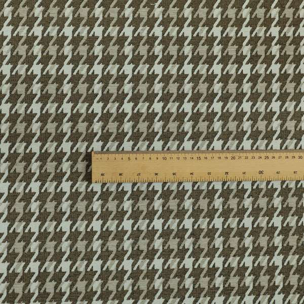 Boxer Houndstooth Pattern In Brown Colour Woven Soft Chenille Upholstery Fabric JO-457 - Made To Measure Curtains