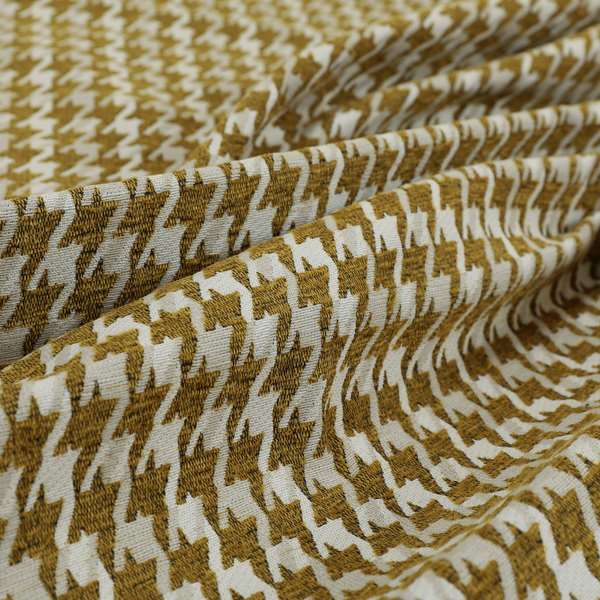 Boxer Houndstooth Pattern In Yellow Colour Woven Soft Chenille Upholstery Fabric JO-458 - Made To Measure Curtains