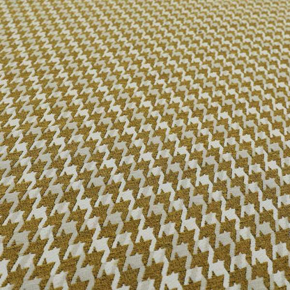 Boxer Houndstooth Pattern In Yellow Colour Woven Soft Chenille Upholstery Fabric JO-458 - Made To Measure Curtains