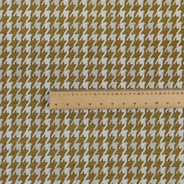 Boxer Houndstooth Pattern In Yellow Colour Woven Soft Chenille Upholstery Fabric JO-458 - Roman Blinds