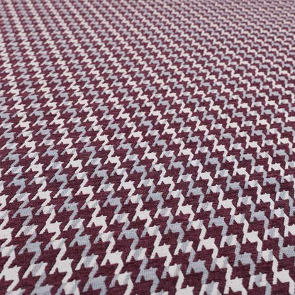 Boxer Houndstooth Pattern In Purple Colour Woven Soft Chenille Upholstery Fabric JO-459 - Made To Measure Curtains