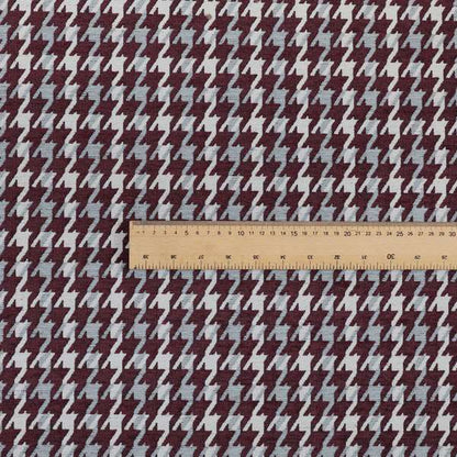 Boxer Houndstooth Pattern In Purple Colour Woven Soft Chenille Upholstery Fabric JO-459