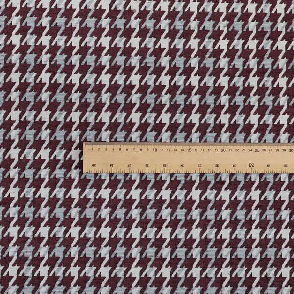 Boxer Houndstooth Pattern In Purple Colour Woven Soft Chenille Upholstery Fabric JO-459 - Made To Measure Curtains