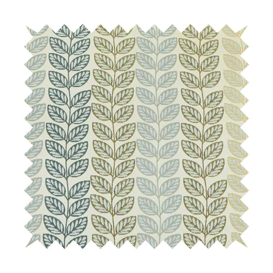 Fantasque Floral Leaf Inspired Pattern White Grey Yellow Colour Soft Woven Fabric JO-461