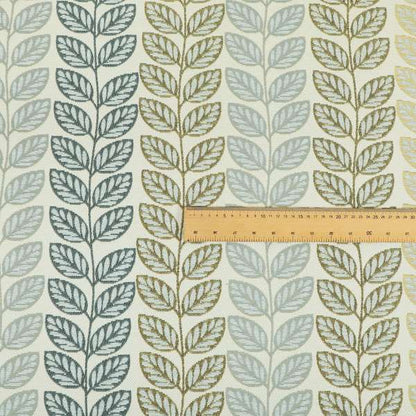 Fantasque Floral Leaf Inspired Pattern White Grey Yellow Colour Soft Woven Fabric JO-461 - Roman Blinds