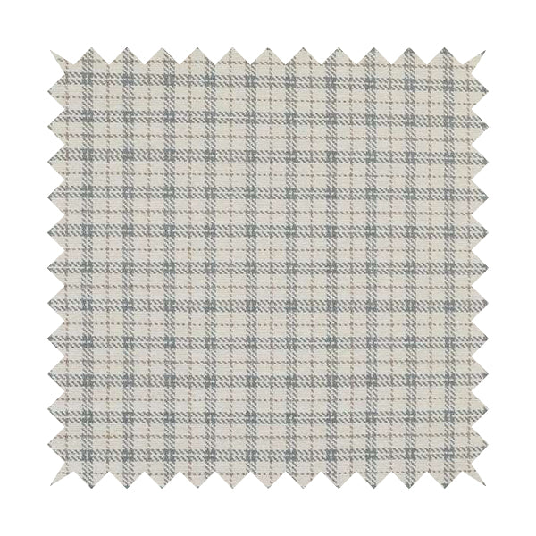 Quality Woven Jacquard Tartan Pattern Beige Grey Soft Cheniille Fabric JO-465