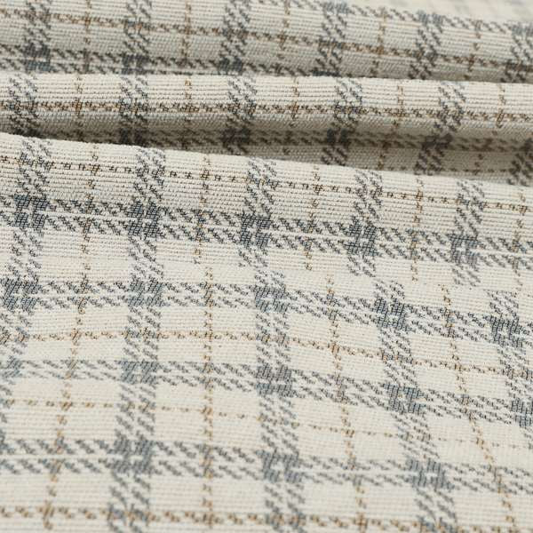 Quality Woven Jacquard Tartan Pattern Beige Grey Soft Cheniille Fabric JO-465 - Made To Measure Curtains