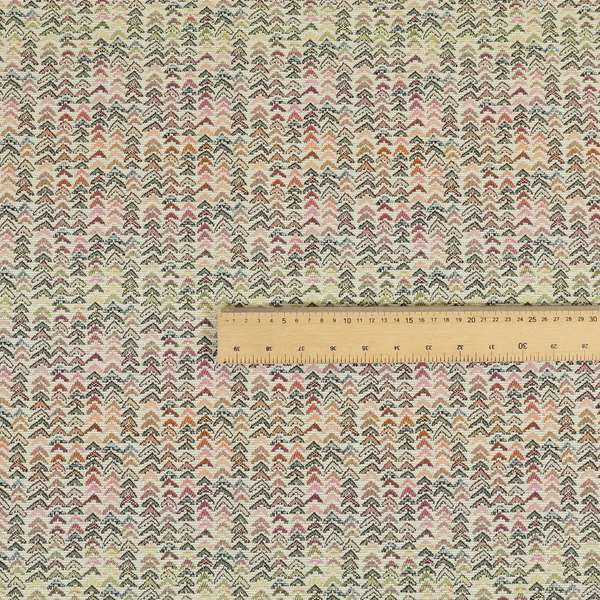 Madagascar Small Motifs Geometric Pink Green Colour Pattern Interior Fabrics JO-466