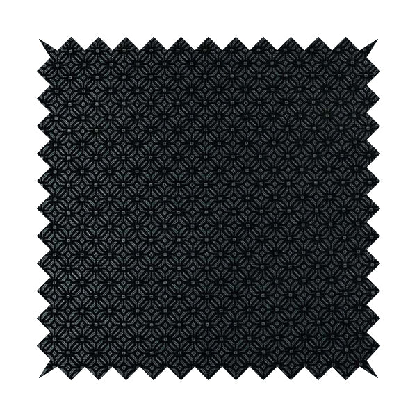 Vegas Black Silver Shine Effect Geometric Small Pattern Medallion Soft Chenille Upholstery Fabric JO-468