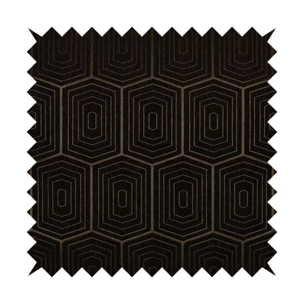 Vegas Brown Shine Effect Geometric Pattern Soft Chenille Upholstery Fabric JO-47 - Roman Blinds