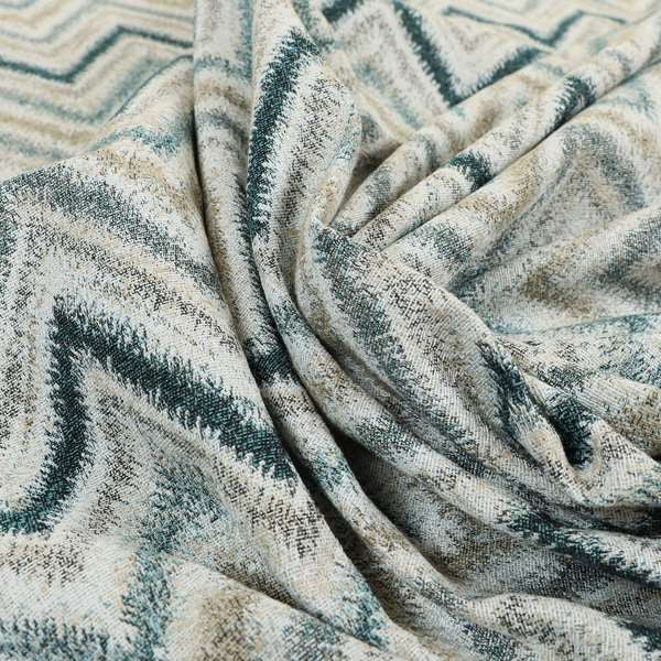 Elwin Decorative Weave Teal Blue Colour Chevron Pattern Jacquard Fabric JO-470 - Roman Blinds