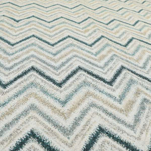 Elwin Decorative Weave Teal Blue Colour Chevron Pattern Jacquard Fabric JO-470 - Roman Blinds