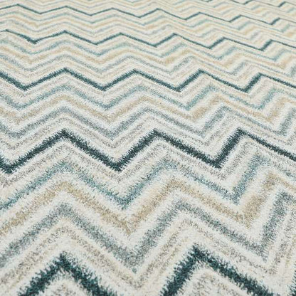 Elwin Decorative Weave Teal Blue Colour Chevron Pattern Jacquard Fabric JO-470 - Made To Measure Curtains