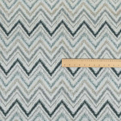 Elwin Decorative Weave Teal Blue Colour Chevron Pattern Jacquard Fabric JO-470 - Roman Blinds