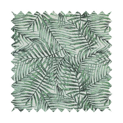 Fantasque Jungle Leaf Inspired Pattern White Green Colour Chenille Fabric JO-471 - Made To Measure Curtains