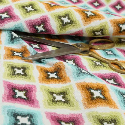 Carnival Living Fabric Collection Multi Colour Geometric Pattern Upholstery Curtains Fabric JO-473 - Made To Measure Curtains