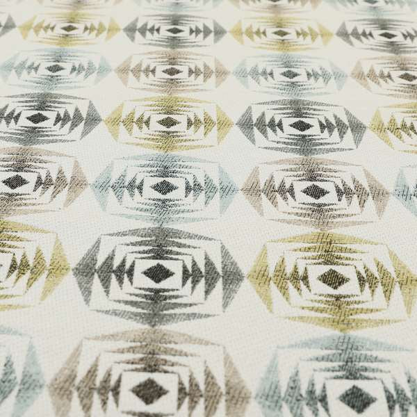 Normandie Geometric Pattern In Yellow Grey Jacquard Upholstery Fabrics JO-474 - Roman Blinds