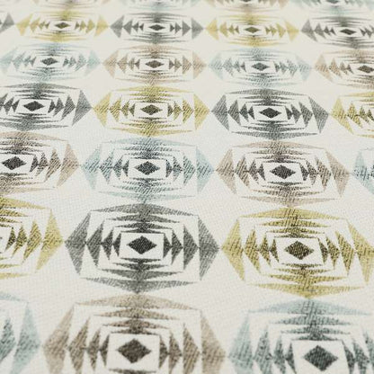 Normandie Geometric Pattern In Yellow Grey Jacquard Upholstery Fabrics JO-474 - Roman Blinds