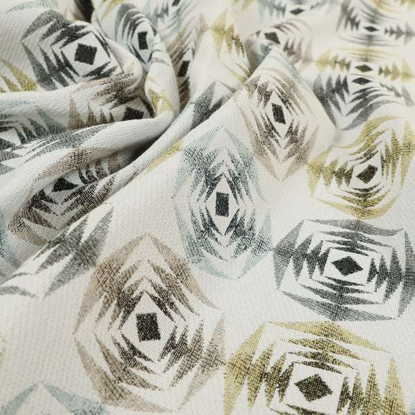 Normandie Geometric Pattern In Yellow Grey Jacquard Upholstery Fabrics JO-474 - Made To Measure Curtains