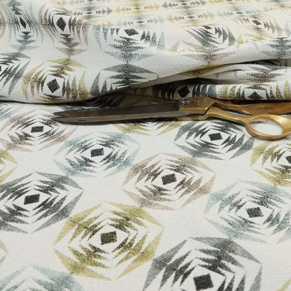 Normandie Geometric Pattern In Yellow Grey Jacquard Upholstery Fabrics JO-474 - Made To Measure Curtains