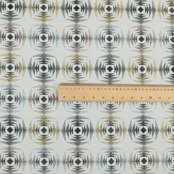 Normandie Geometric Pattern In Yellow Grey Jacquard Upholstery Fabrics JO-474 - Roman Blinds