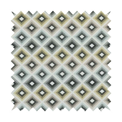 Normandie Geometric Pattern In Yellow Grey Jacquard Upholstery Fabrics JO-476 - Roman Blinds