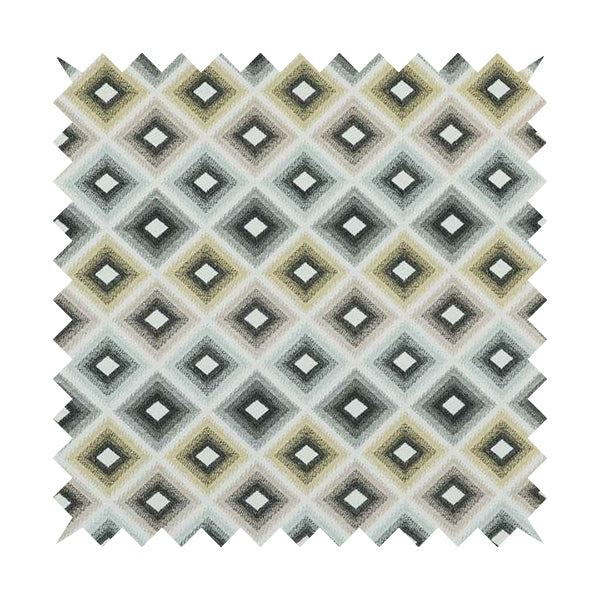 Normandie Geometric Pattern In Yellow Grey Jacquard Upholstery Fabrics JO-476 - Made To Measure Curtains