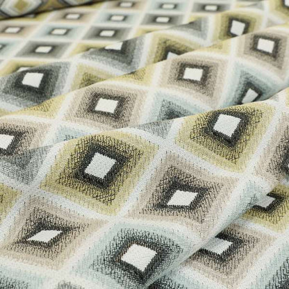 Normandie Geometric Pattern In Yellow Grey Jacquard Upholstery Fabrics JO-476 - Roman Blinds