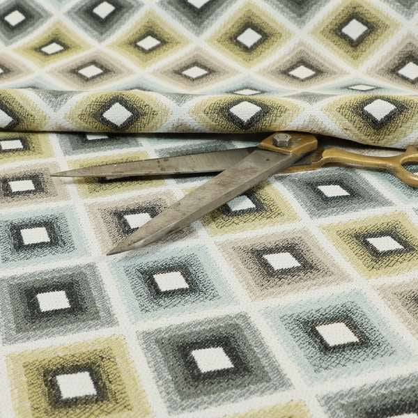 Normandie Geometric Pattern In Yellow Grey Jacquard Upholstery Fabrics JO-476 - Roman Blinds